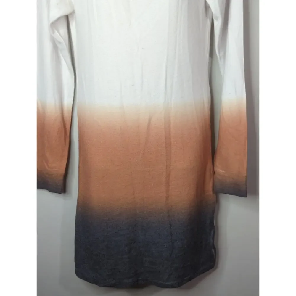 Go‎ Couture White Rust & Gray Dip Dye Ombre V-Back Mini Shift Dress Size M